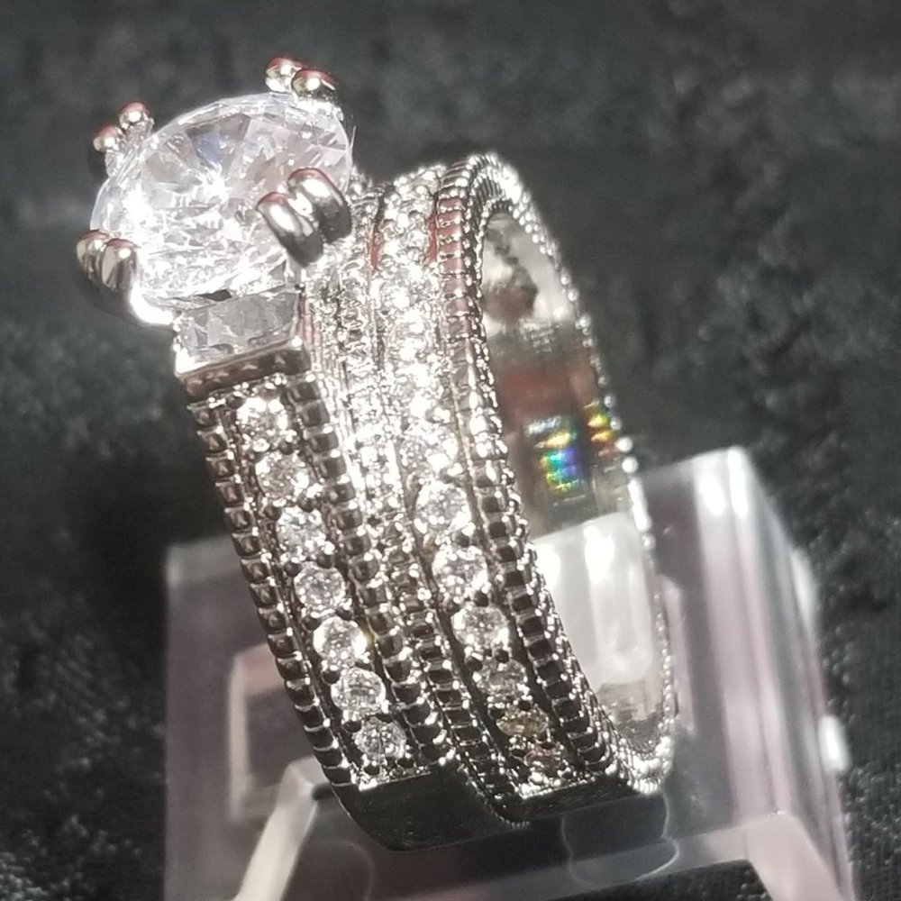 Amora 2 Ct Engagement Ring & Band-Aaa Cz Diamond